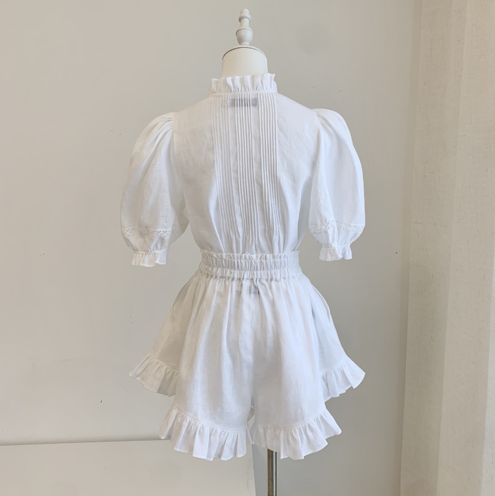 Morton Mac Sanna Pintuck Blouse With Greta Frill Short - Picture 12 of 14